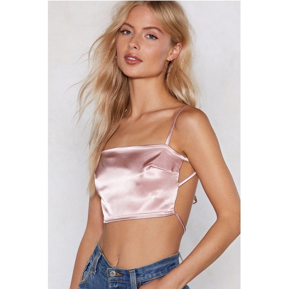 NWOT Nasty Gal Backless Satin Crop Top